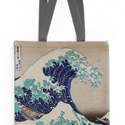 ΤΣΑΝΤΑ ΥΦΑΣΜΑΤΙΝΗ ΣΟΥΕΤ HOKUSAI GREAT WAVE OFF KANAGAWA