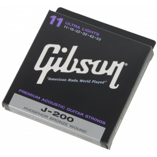 SET GIBSON J Acoustic Guitar Strings J 200 0.11 ULTRA LIGHTS