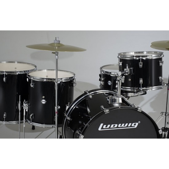 drum set ludwig 10 '', 12 '', 14 '', 14 '', 20 '' complete set with the plates and seat